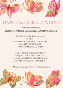 Flyer for Montgomery A.A. Anniversary